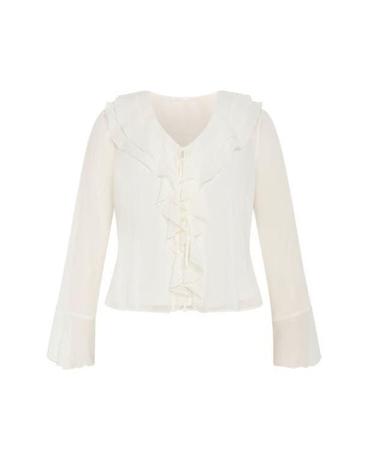 City Chic White Lushious Tiered Ruffle Top
