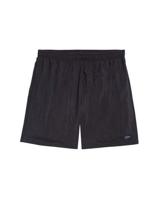 Noah NYC Blue Core Logo Patch Swim Trunks for men