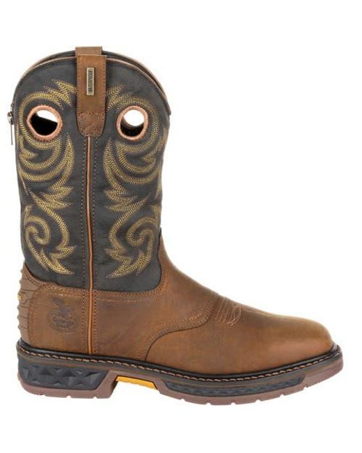 Georgia Boot Brown Carbotec Lt Waterproof Pullon Work Boot for men