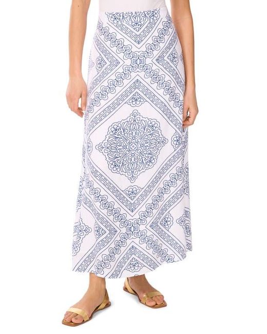 Vince Camuto White Print Linen Blend A-Line Maxi Skirt