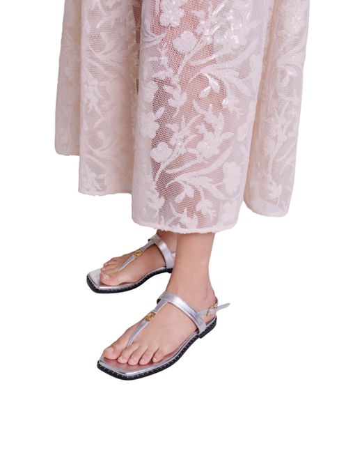 Maje Pink Jupon Sequin Mesh Midi Skirt
