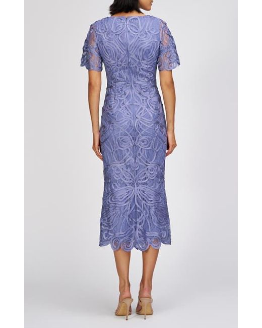 knee length dresses for ladies JS Collections Two-Tone Lace Embroidery Cocktail Dress Black/ Vanilla main image 1