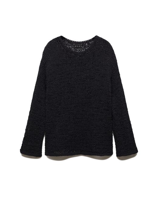 Mango Black Oversize Open Stitch Sweater