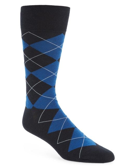Cole Haan Blue Argyle Crew Socks for men