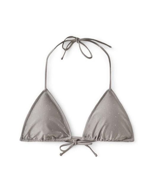 Mango Gray Rhinestone Triangle Bikini Top