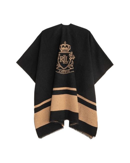 ZZDNU Lauren Ralplh Lauren Black Crest Jacquard Ruana
