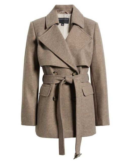 Bernardo Natural Sullivan Double Breasted Belted Coat