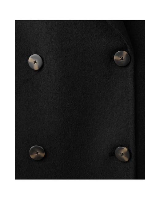 Mango Black Picarol Double Breasted Wool Blend Coat