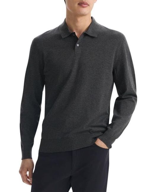 Theory Black Goris Long Sleeve Polo for men