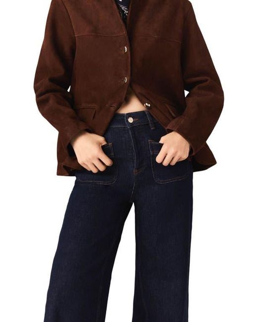 Maje Blue Wide Jeans With Patch Pockets