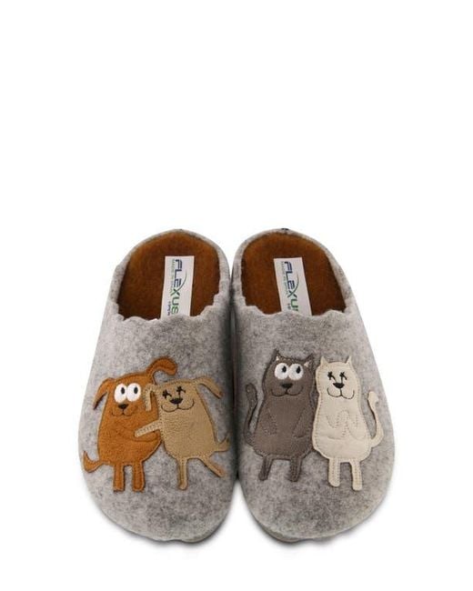 Flexus by Spring Step Gray Petlove Scuff Slippers