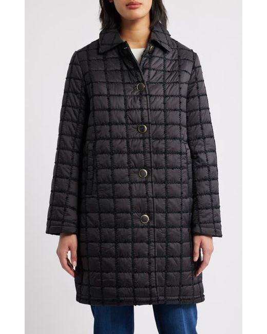 Cece Black Boucle Quilted Longline Jacket
