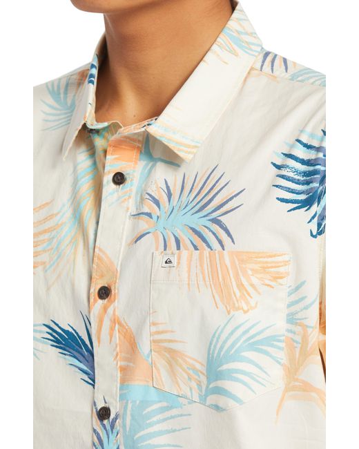 Quiksilver White Tropical Glitch Short Sleeve Organic Cotton Button-up Shirt for men