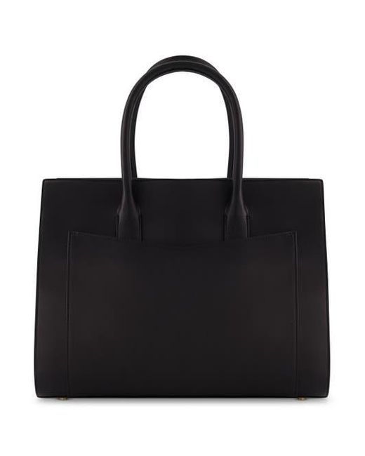 Mac Duggal Black Plated Hardware Large Leather Briefcase Bag