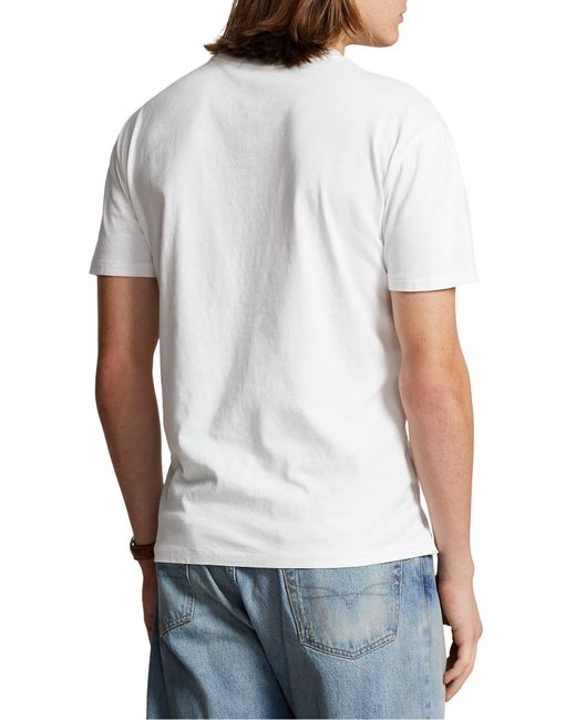 Polo Ralph Lauren White Cotton & Linen Pocket T-shirt for men