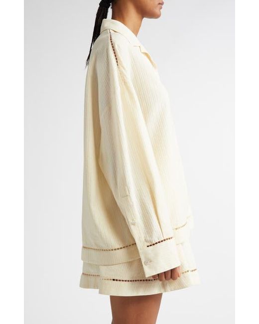 Golden Goose Deluxe Brand Natural Texture Stripe Oversize Button-Up Shirt