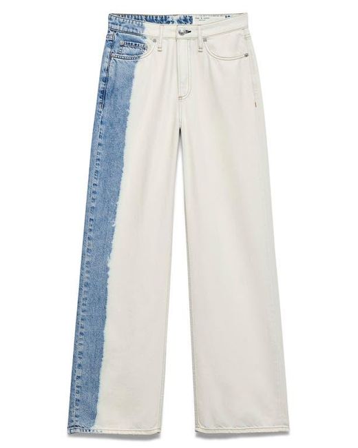 Rag & Bone Blue Featherweight Logan Two-Tone Mid Rise Wide Leg Jeans