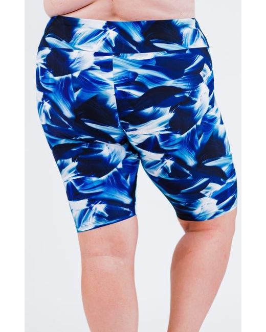 Calypsa Blue Plus Size Long Bike Swim Shorts