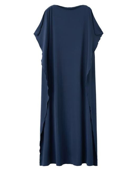 Mango Blue Ruffle Trim Caftan