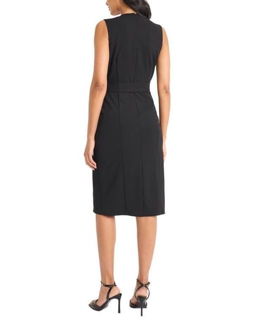 Maggy London Black Tailored Faux Wrap Dress