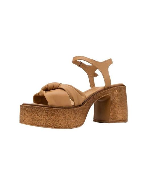 Forever & Always Shoes Brown Tily Platform Wedge Leather Sandal