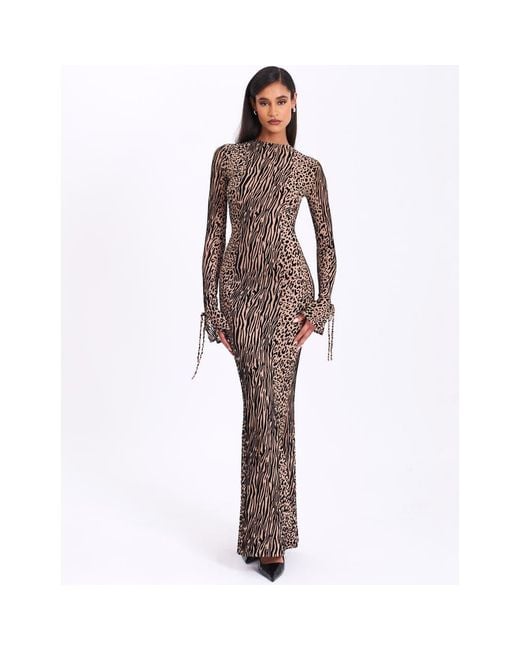 Miss Circle Women's Brown Waylynn Burnout Velvet Detail Mesh