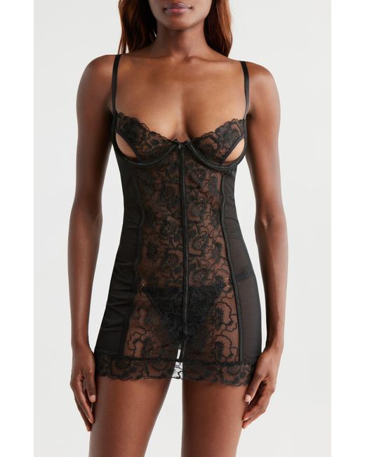 Kilo Brava Black Underwire Chemise & G-String Set