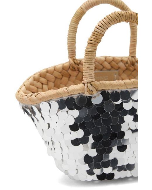 Mango White Mini Sequin Basket Tote