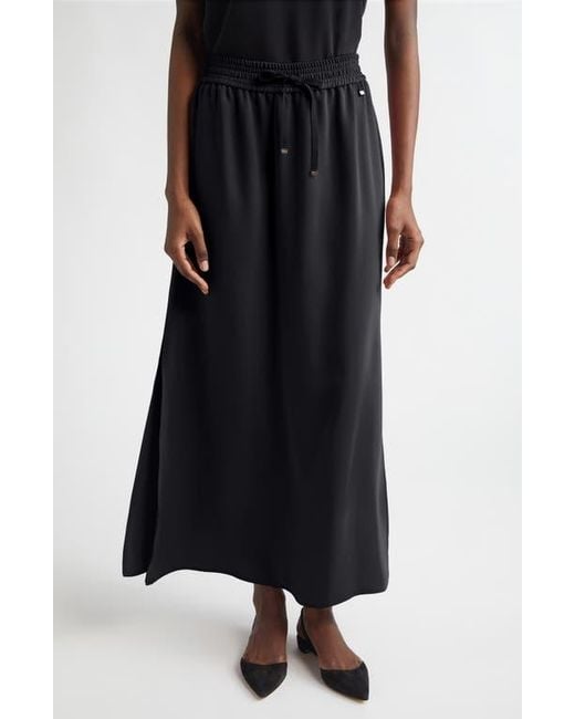 Herno Black Cady Drawstring Maxi Skirt