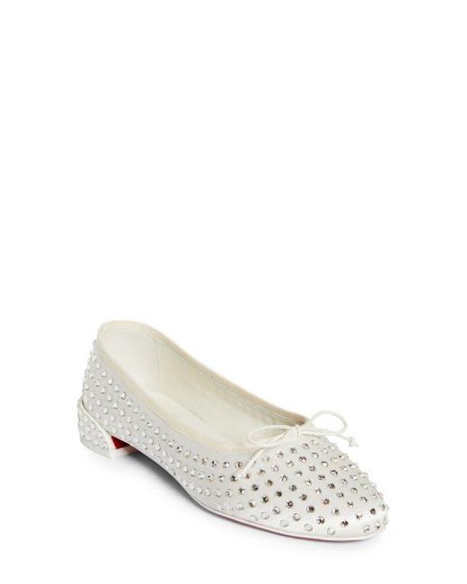 Christian Louboutin Women's White Sweetie Jane Crystal Embellished Ballerina Flat