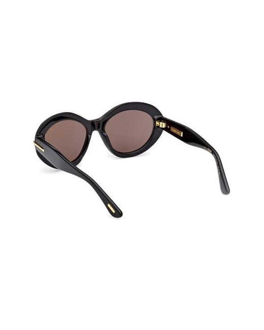 Tom Ford Brown 55Mm Oval Sunglasses