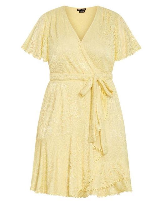 City Chic Yellow Sweat Lace Wrap Dress