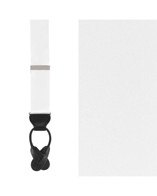 Trafalgar White Big & Tall Dutton Solid Colored Silk Button End Suspenders for men