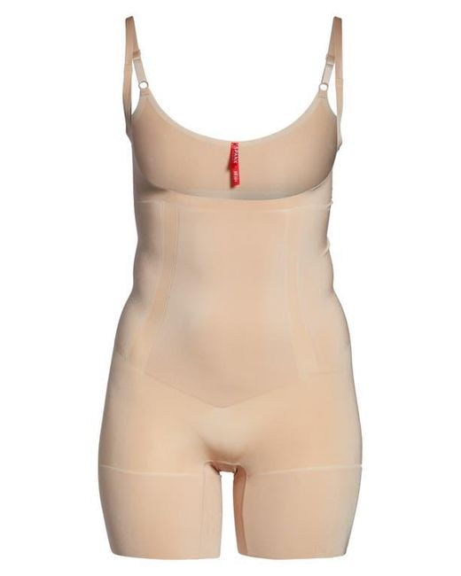 Spanx Natural Spanxsculpt Oncore Open Bust Mid Thigh Bodysuit