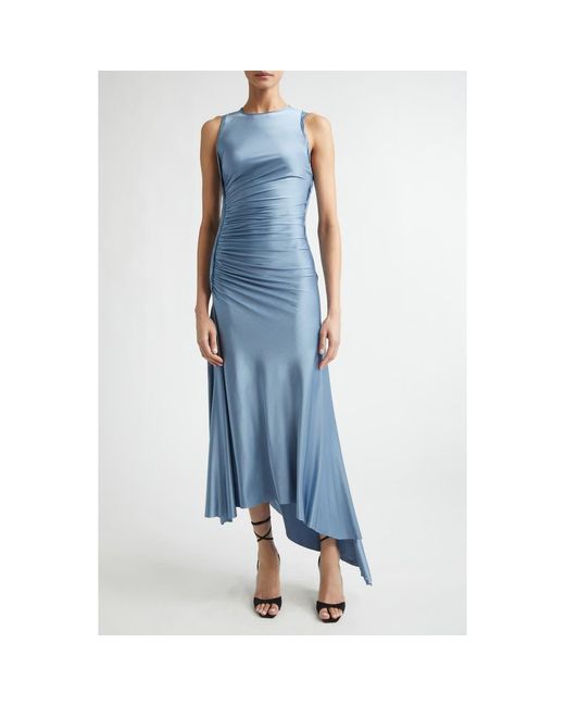asymmetrical jersey dress Asymmetric Jersey Gown Navy / 4
