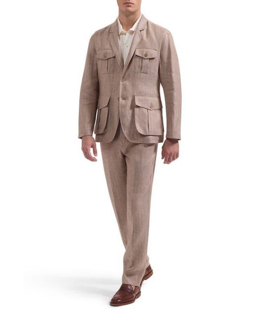 Bugatchi Brown Linen Safari Jacket for men