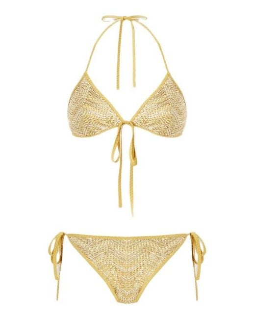 Missoni Metallic Triangle Mesh Bikini With Zigzag Pattern And Sequins