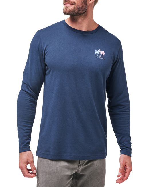 Travis Mathew Blue Prehistoric Long Sleeve Graphic T-shirt for men