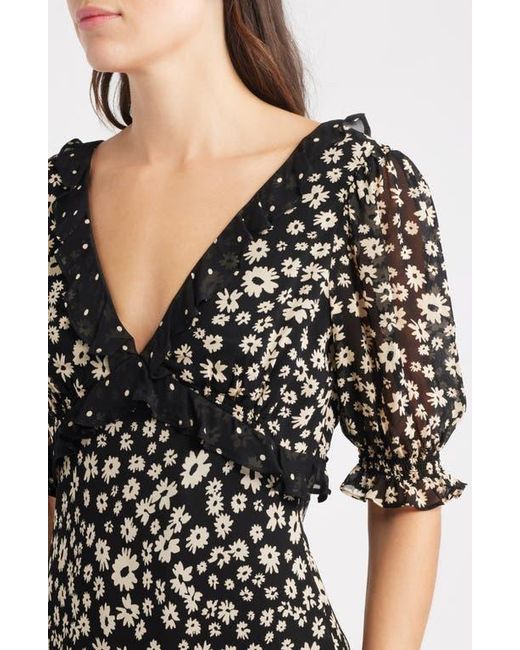 Rails Black Annmarie Floral Ruffle Trim Maxi Dress