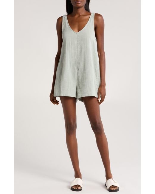 Volcom White Hang Loose Cotton Cover-up Romper