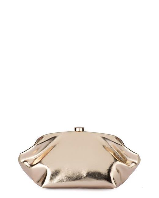 Olga Berg Natural Tally Metallic Faux Leather Frame Clutch