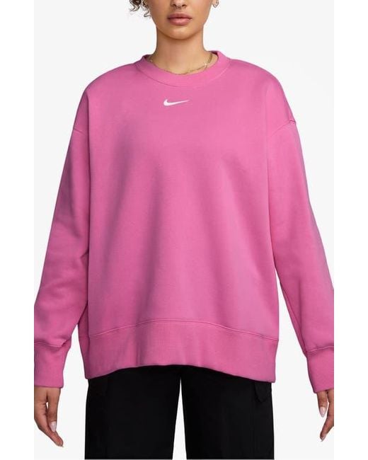 Nike Pink Phoenix Fleece Oversize Crewneck Sweatshirt