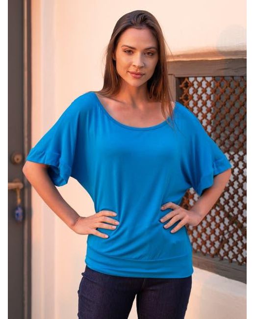 24seven Comfort Apparel Orange Loose Fit Dolman Top With Wide Sleeves