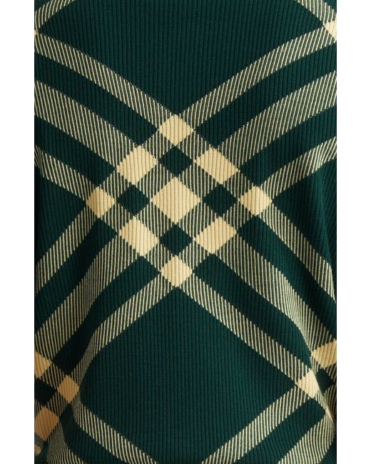 Burberry Green Large Check Wool Blend Polo Sweater for men