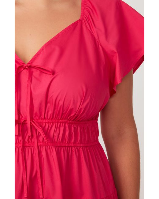 Estelle Red Ana Cotton Midi Dress