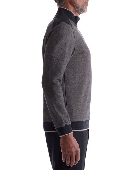 Bugatchi Black Mélange Quarter Zip Top for men