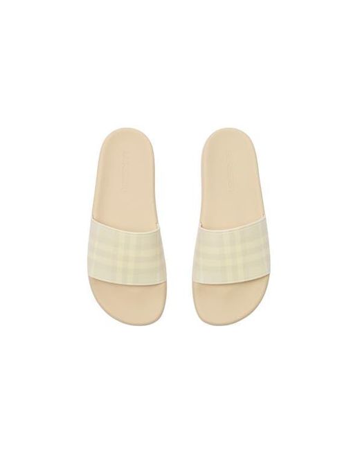 Burberry White Check Slides