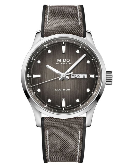 MIDO Gray Multifort Automatic Fabric Strap Watch, 42Mm for men