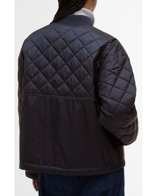 Barbour Black Wetherby Diamond Quilted Bomber Jacket