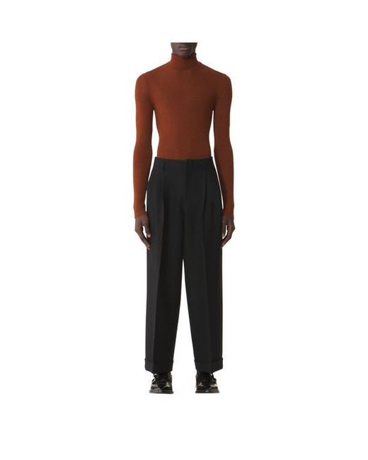 Lanvin Black Wide-Leg Flannel Pants for men